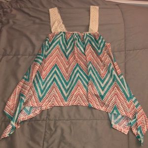 No Boundaries Chevron Crochet Hi-Low Juniors Tank